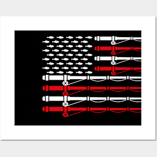 Fishing USA Flag Father Day Posters and Art